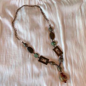 Faux Wood/Stone Bead Necklace
